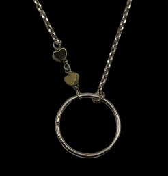 Vintage Sterling Silver Hearts And Open Circle Necklace