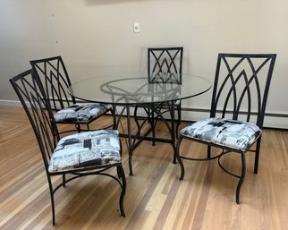 Modern Glass Topped Dining Table & Chairs