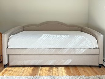 A Modern Linen Daybed With Trundle - Possibly Restoration Hardware