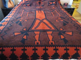 Red And Black Southwest Aztec Motif Reversible Blanket