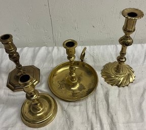Four Vintage Brass Candlesticks