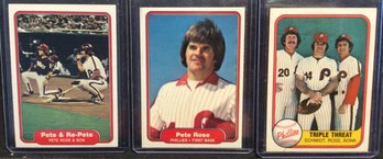 (3) 1981 & 1982 Fleer Pete Rose Cards - M