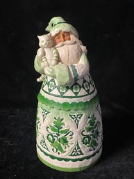 Jim Shore Folk Art Santa With Cat