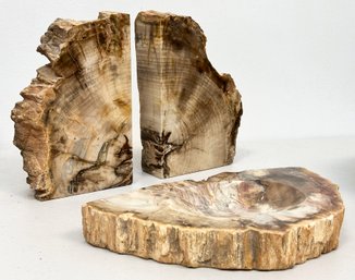 A Trio Of Geodes - Bookends And Matching Bowl Or Ashtray