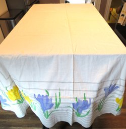 Vintage Vera Tablecloth Purple And Yellow Flowers