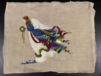 Handmade Angel With Wreath Needle Point Tapestry