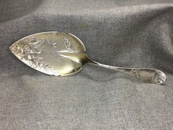 Very Nice Antique Victorian Sterling Silver Serving Spoon / Cake Server - With Gold Wash - Very Pretty