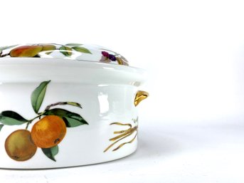 Royal Worcester Evesham Gold Trimmed Covered Tureen With Fruit Motif