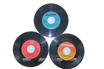 3 Vinyl Records 45RPM Including The Cars & Barbra Streisand