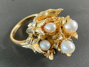 Gorgeous 14k Pearl Cluster Ring Size 7