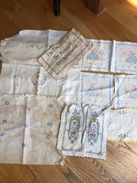 10 Vintage Handmade Embroidered Items