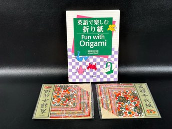 'Fun With Origami' Softcover Book & Two Packages Of Patterned Origami Papers, New/Unused