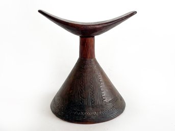 A Carved Hard Wood African Birthing Headrest