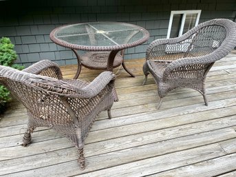 Two Chair Outdoor Woven Wicker Patio Set By Outsunny SEE NOTES