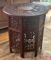 Carved Wooden Anglo-indian Octagonal Table - Early 20th Century