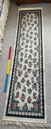 Hall Runner Area Rug Carpet Cream With Green And Pink Floral Design 8ftx23in