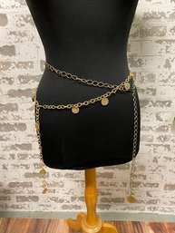 Pair Of Ladies Goldtone & Bronzetone Link Chain Belts