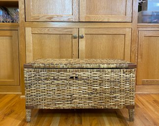 Rattan Blanket Chest With Metal Corners