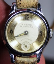 Vintage Wristwatch Anore Goupilles In Chrome Case