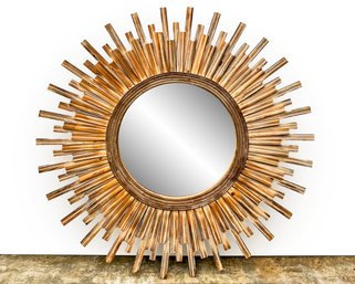 A Large Art Metal Sunburst Form Mirror