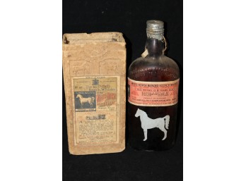 Old White Horse Whiskey Bottle And Rare Original Embossed Advertising Box - Empty Bottle No Contents
