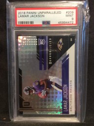 2018 Panini Unparalleled Lamar Jackson Card PSA Graded 9 - M