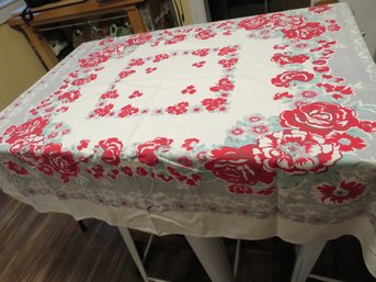 Vintage Red Roses Square Tablecloth