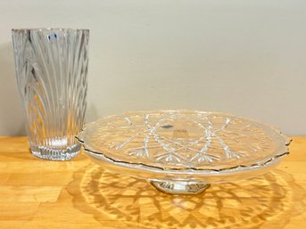 A Vintage Mikasa Cake Platter And Vase