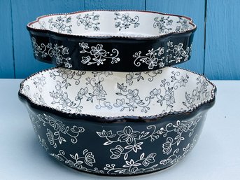 Temptations 'Floral Lace' Hand Painted, Hand Crafted Bowl & Serving Dish