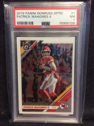 2019 Panini Donruss Optic Patrick Mahomes Card PSA Graded 7 - M