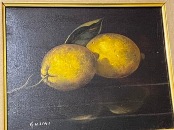 Vintage Gusini Lemon Fruit Still Life Painting - Reproduction On Canvas