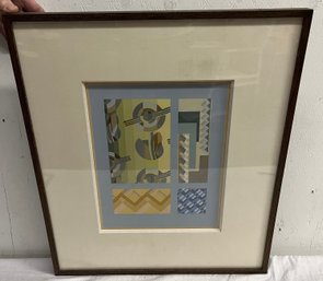 Contemporary Framed Abstract Lithograph