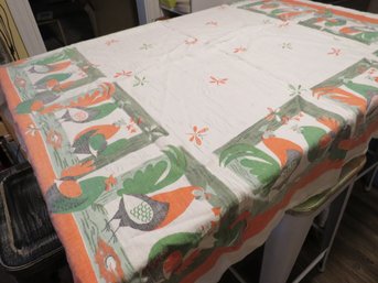 Vintage Rooster Theme Square Tablecloth