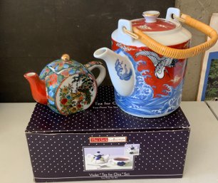 Teapot Lot ~ NEW  Violet ' Tea For One' Set  & 2 Teapots ~