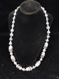 Blue Marble Silver Accented Beaded Necklace 365