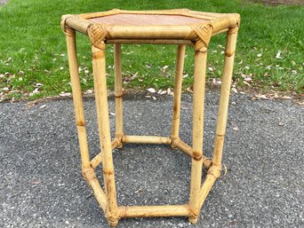 A Vintage Rattan Hexagonal Side Table