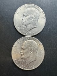 2 Eisenhower Dollars 1971, 1976