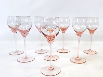 Eight 6' Blush Colored Cordial Glasses