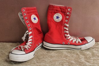 Red Converse Allstar Chuck/taylor Super High Tops