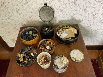 Large Lot Of Antique Buttons Including Metal, Glass, Bakelite, And More