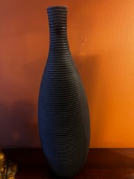 Coiled Black Ceramic Vase