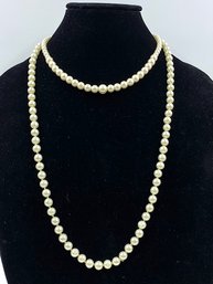 Pairing Of Faux Pearl Single Strand Necklaces, Incl. 925 Clasp