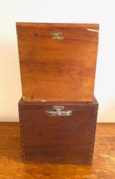 Pair Of Graduated Vintage Wooden Boxes