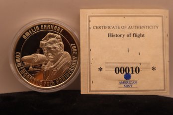 Amelia Earhart Commemorative 70th Anniversary 2007 Coin Copper-Nickel With Certif Of Authenticity