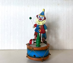 Vintage Enesco Automata Clown Music Box-Tested And Working
