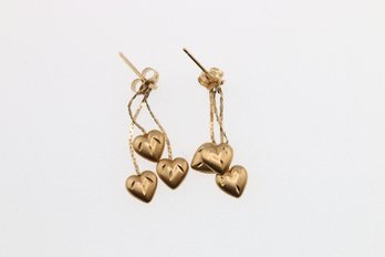 14k Yellow Gold Heart Earrings