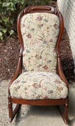 Antique Tapestry & Mahogany Rocking Chair