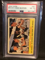 1958 Topps Braves Fence Busters Card PSA Graded 4 - M