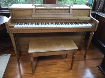 Vintage / Antique RUDOLPH WURLITZER Spinet Piano With Matching Bench - All Keys Work - Please Save Me !