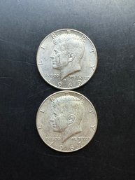 2 Kennedy 40 Silver Half Dollars 1967, 1969-D